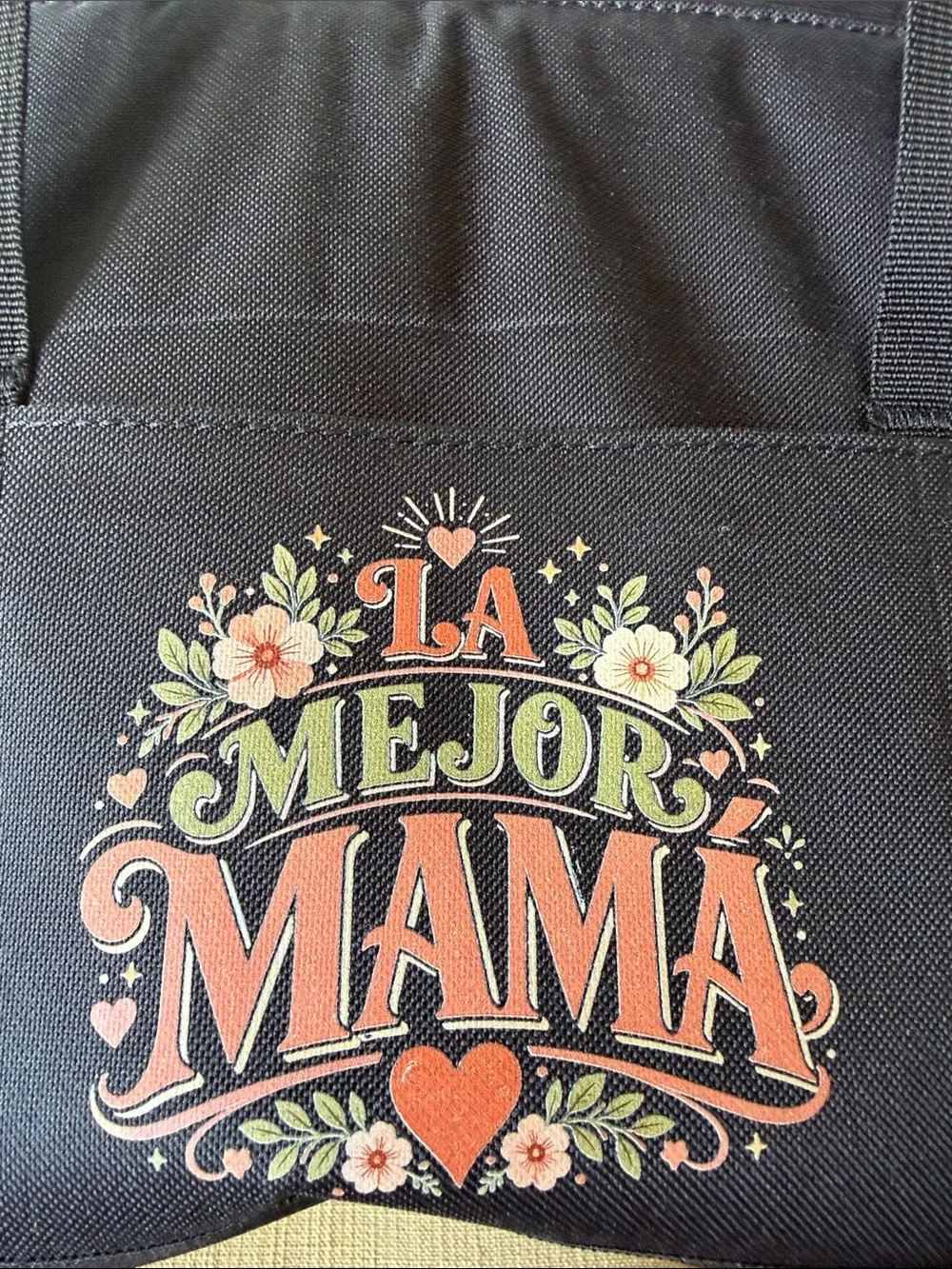 Port Authority Black Tote with 'La Mejor Mama' Floral Graphic